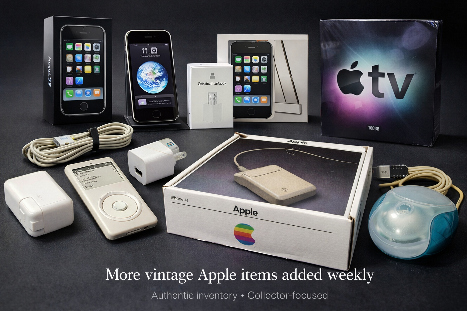 Collage of vintage Apple items and accessories from ZtoreOnline
